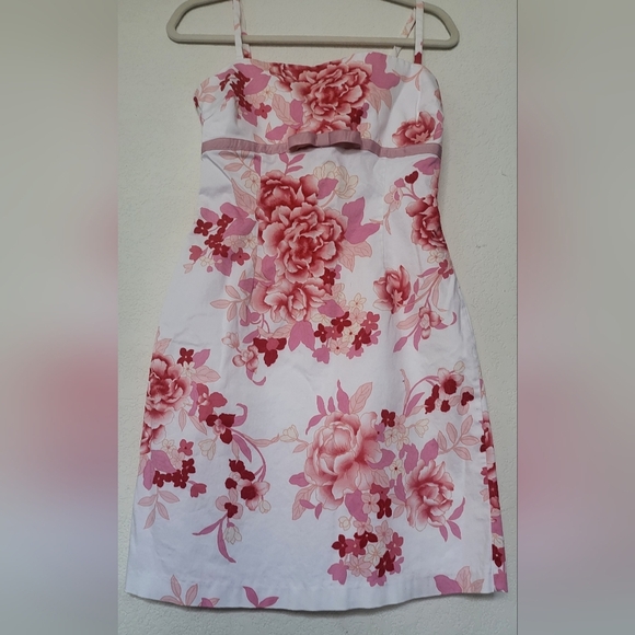 Darling Pink and Red Strapless Sundress for Wedding Guest.Size 7 Junior - Picture 1 of 8